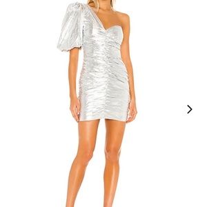 Lovers + Friends Metallic One Shoulder Mini Dress
